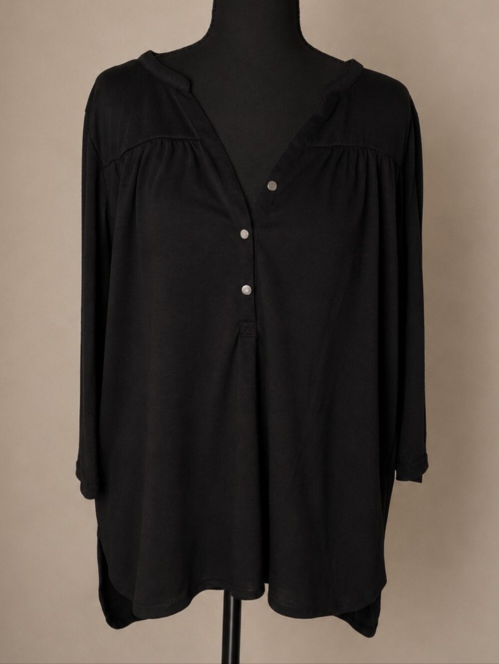 H&M Black Long-Sleeve Henley Tunic